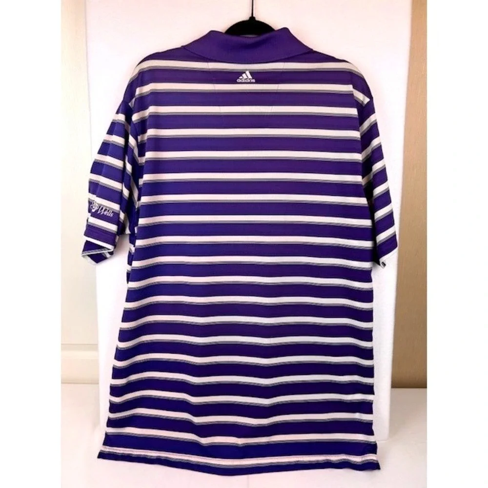 Adidas‎ Climalite Mens Periwinkle/White Striped Golf Polo Spanish Wells Large